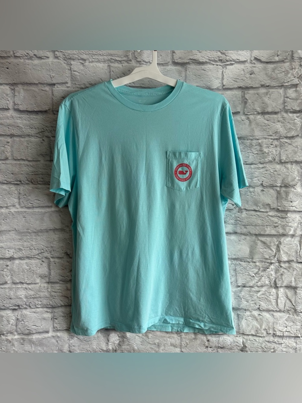 PREOWNED VINEYARD VINES BLUE PINK WHALE LOGO TSHIRT SHORT SLEEVE MENS XL